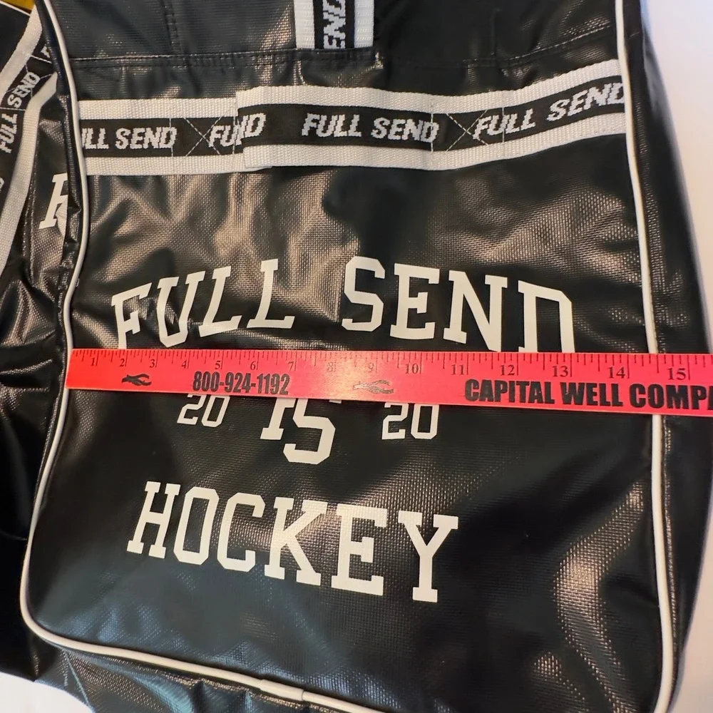 Full Send Hockey 2020 Equipment Bag Black White Logo Tarpaulin Sports Gym Bag